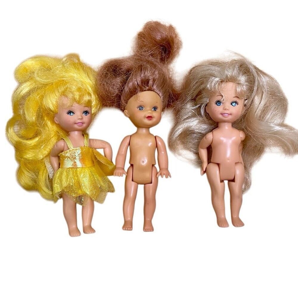 M&C Barbie Toddler 4‎ Dolls Lot of 3 Mini Kelly Girls Blonde Yellow Brown Hair